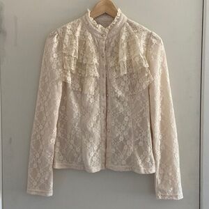Double layer cream lace shirt